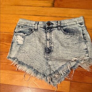 Sneak Peek Light Blue Frayed Jean Shorts